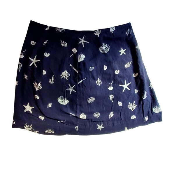 A New Day Womens Navy Blue Sea Life Pattern Skirt  10 Made of linen and rayon - Picture 2 of 9